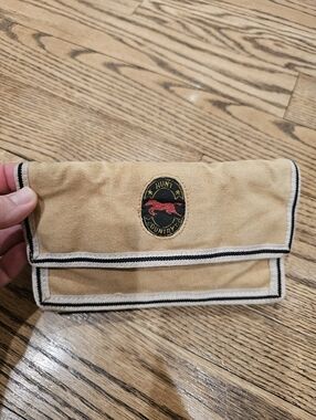 Vintage Hunt Country Canvas Wallet- Tan